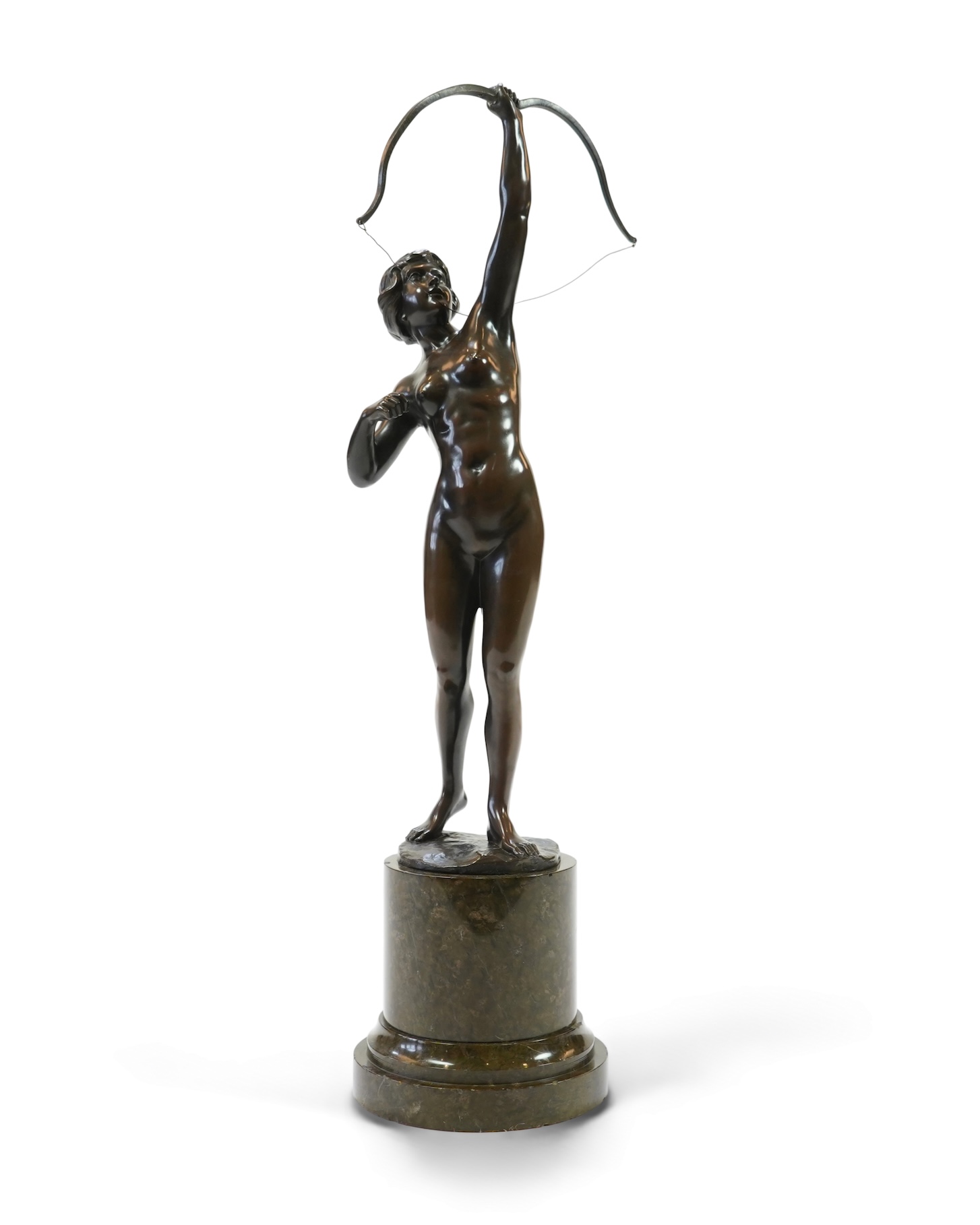 Percimer Rudolfi (German, 1884-1932). A patinated bronze figure of Diana